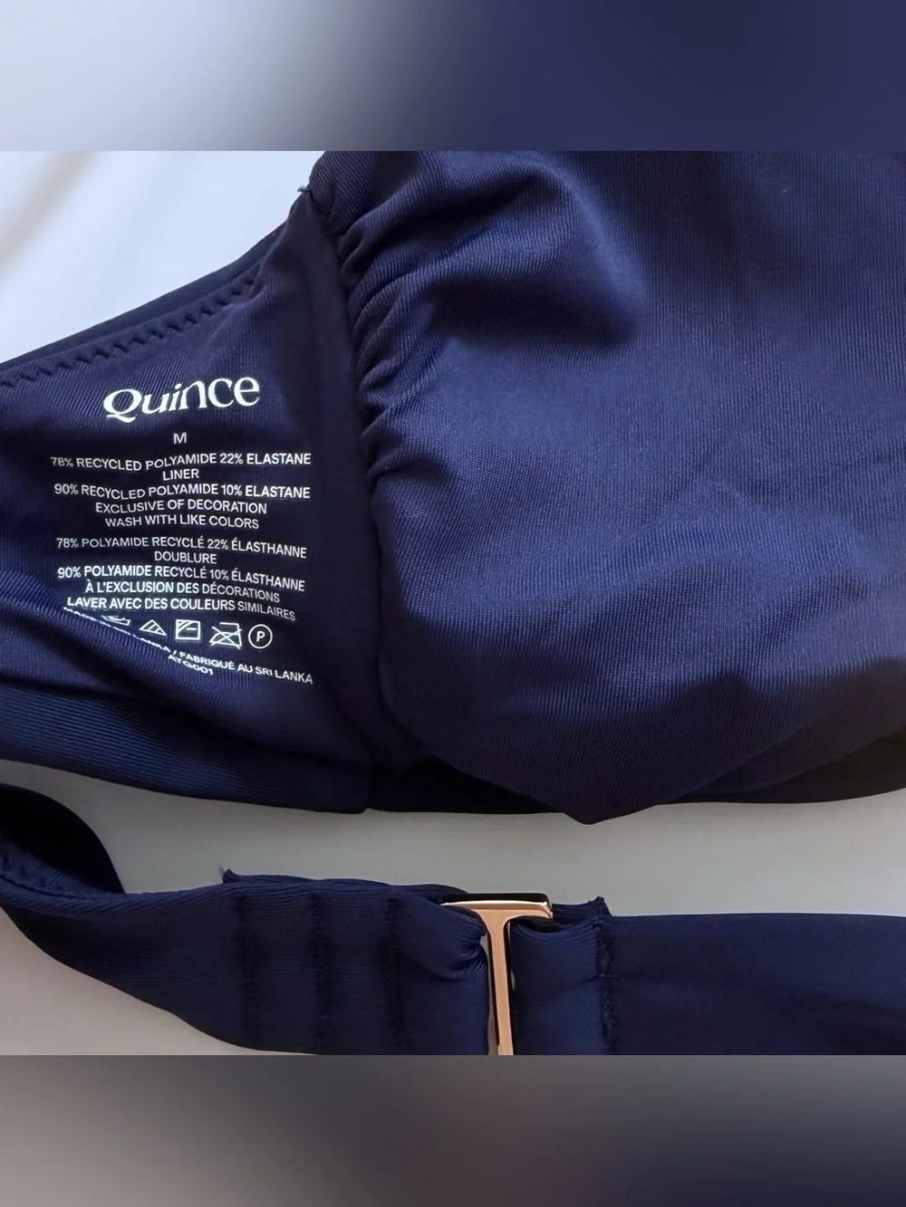 Quince Italian V-Neck Bikini Top M Medium NWT